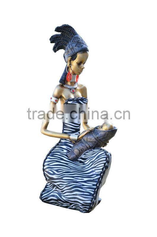 new promotion home decoration resin fabric african family