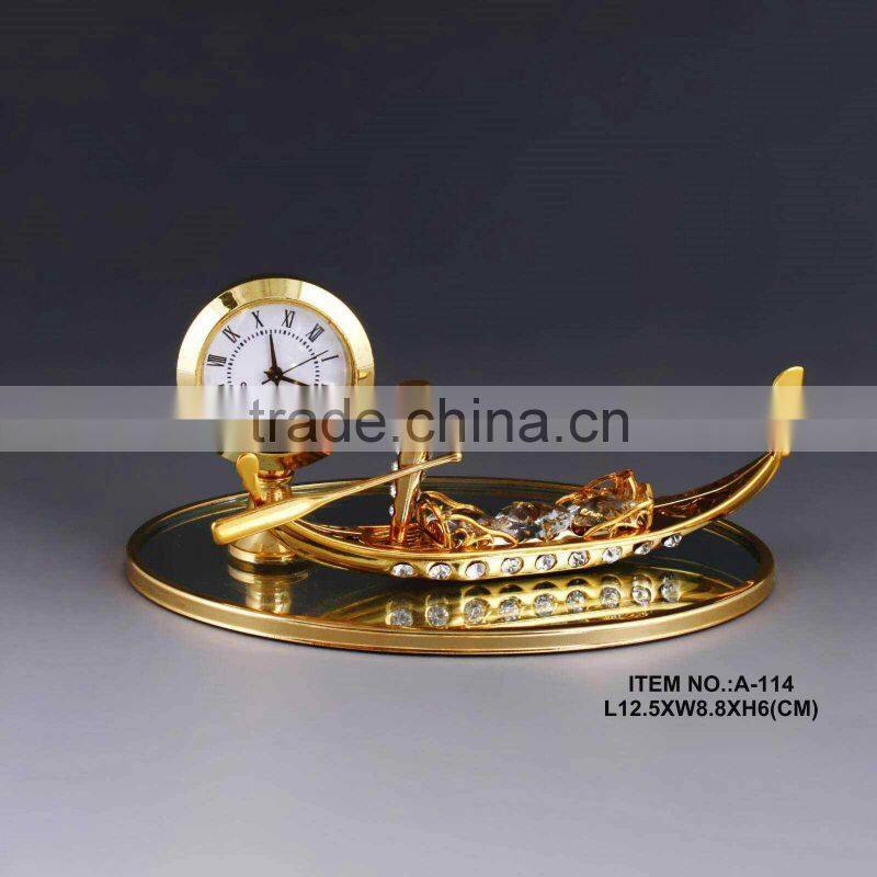 Beautiful 24K gold plated Metal Cross Clock Set for Home Decor