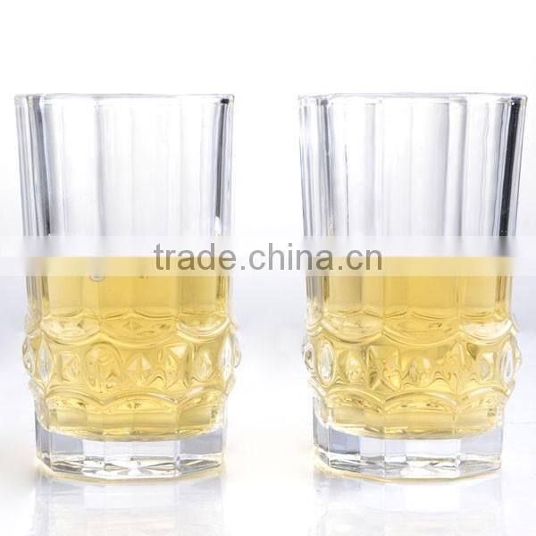 Hot machine made embossed wiskey glass