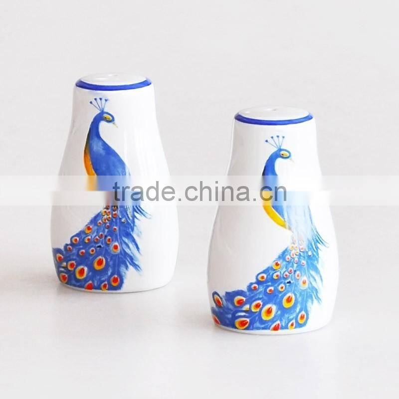ceramic spice, salt and pepper shaker set with decal