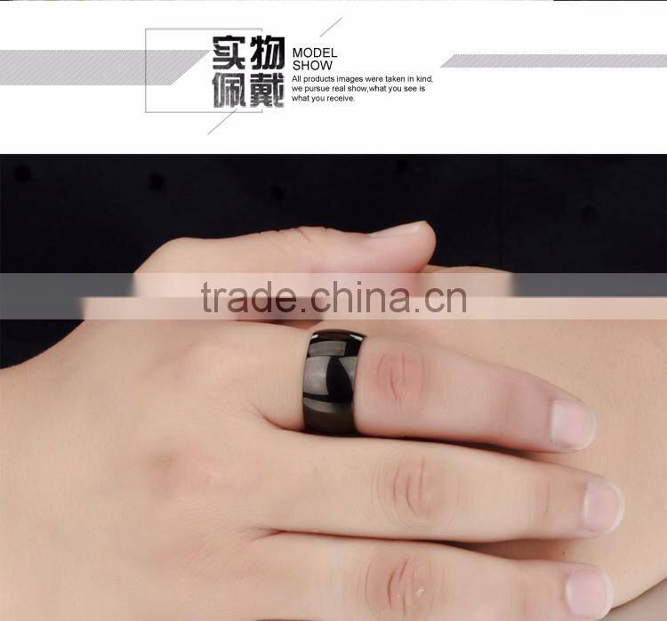 Cheap wholesale plain black stainless steel men rings