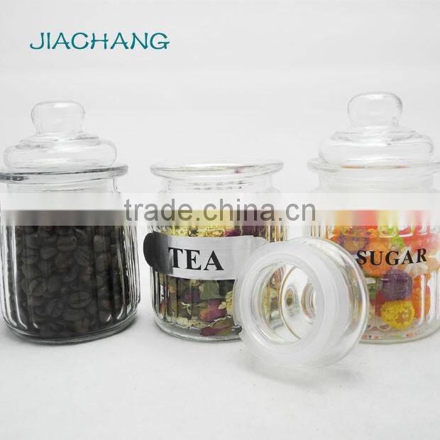 chinese style recycled glass tea sugar coffee jar with brand and lid