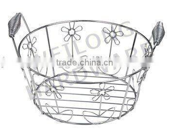 metal storage basket for fruit with handle