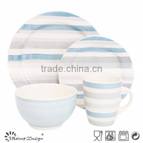 Ceramic stoneware hand painting color circle dinnerware set