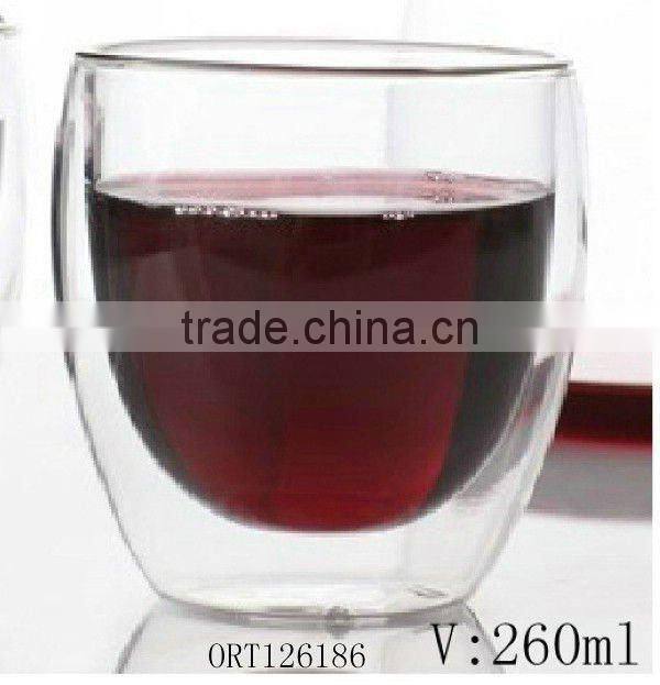 260ml 8oz transparent double wall glass tea coffee cup