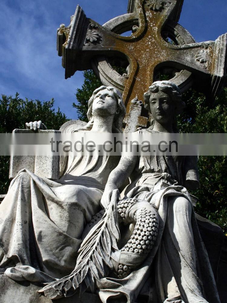 outdoor garden decoration stone carving white marble cemetery statues