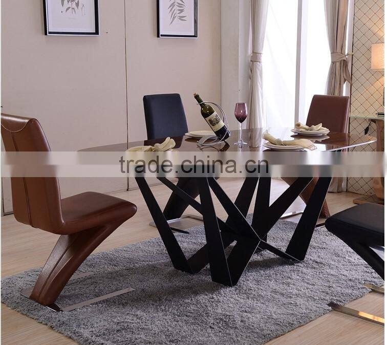 new fashion Italian modern furniture private custom made wood /glass top metal dining table fashion leather chair dining set