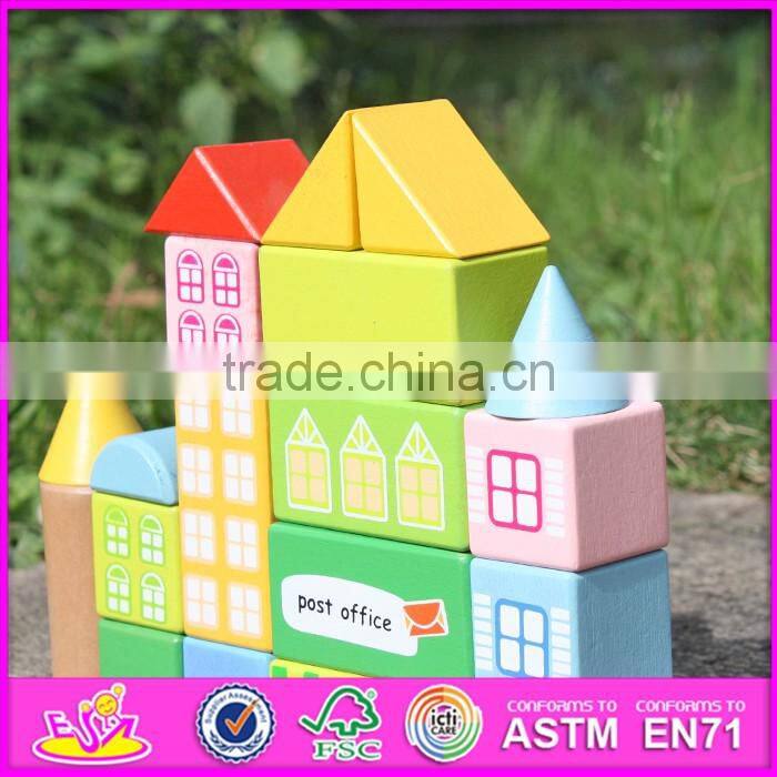 2017 new design 20 pieces model buildings kids wooden toy blocks W13A121