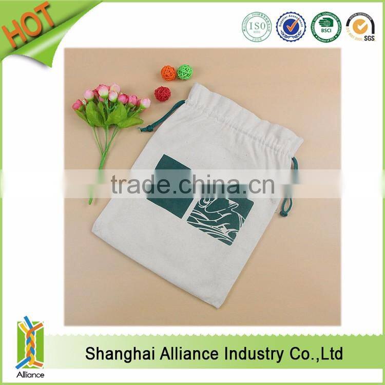 Top quality Reusable 100% natural cotton customize logo printing blank cotton drawstring bag