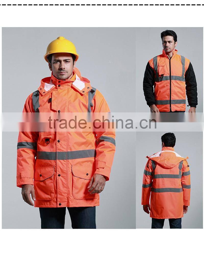 Polyester Fabric With PVC Coating High Visibility Reflective Rain Coat