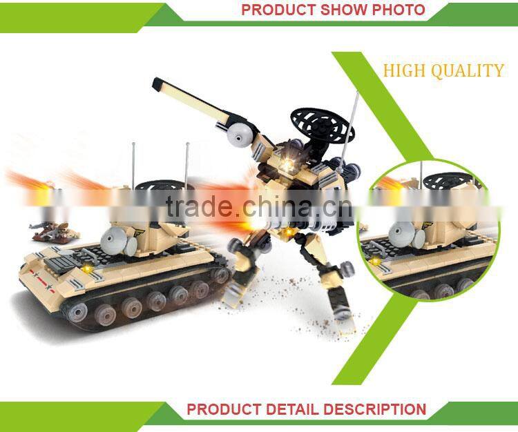 2 in 1 Wholesale Child play building blocks mini plastic tank toy