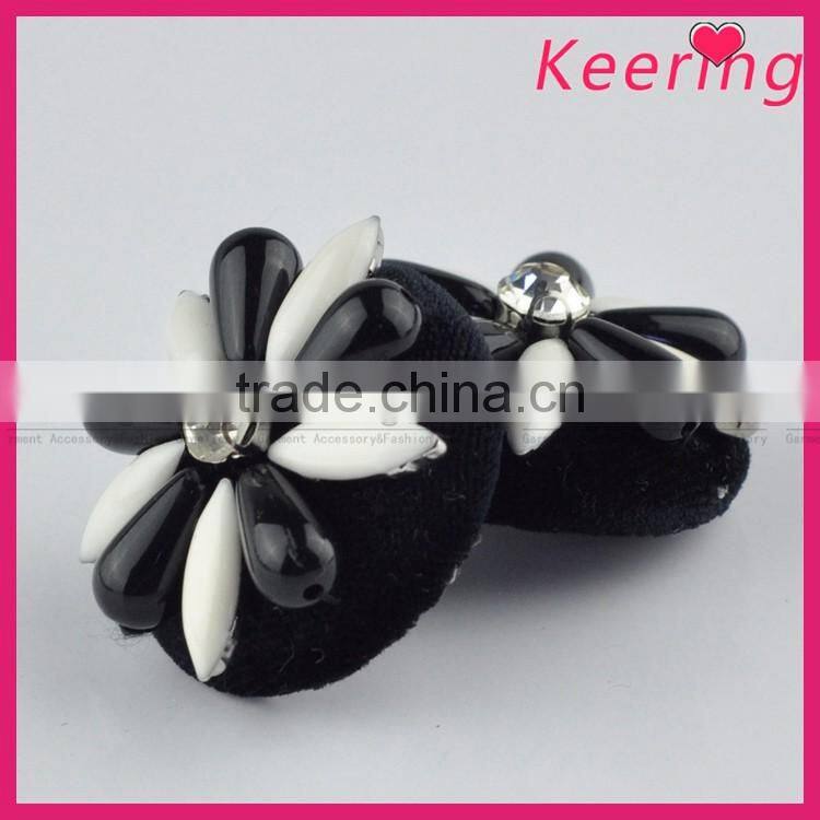 Keering-made new arrival black handmade sew on fancy decorative buttons for fur coat WBKA-301