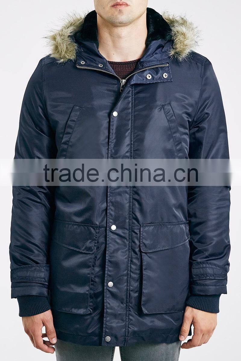 Custom warm fur-collar slim fit casual jacket unisex parka cotton padded winter jacket