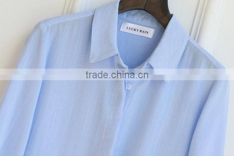 Stand Collar Long sleeve Tops Latest Fashion Blouse Design for Women