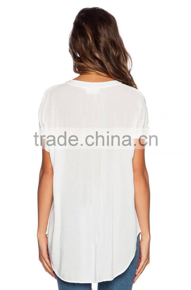fashion ladies white blouse summer short sleeve chiffon women shirts