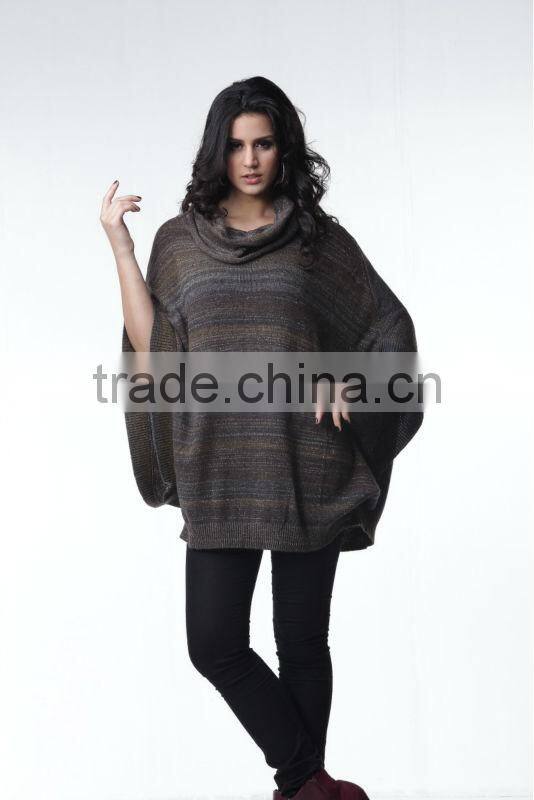 2013 Ladies Newest Design Brown Loose Short-sleeve Sweater