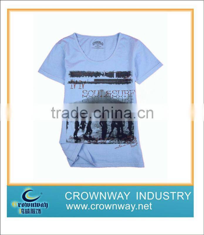 Customized printing for mens garment dye tee shirts