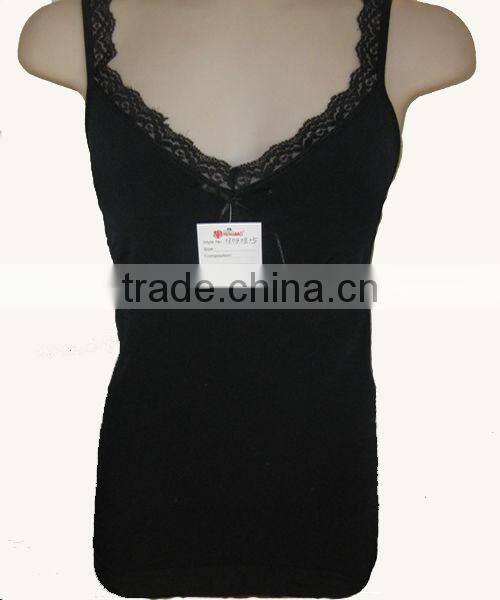 cheap black women vest with lace (HB84)