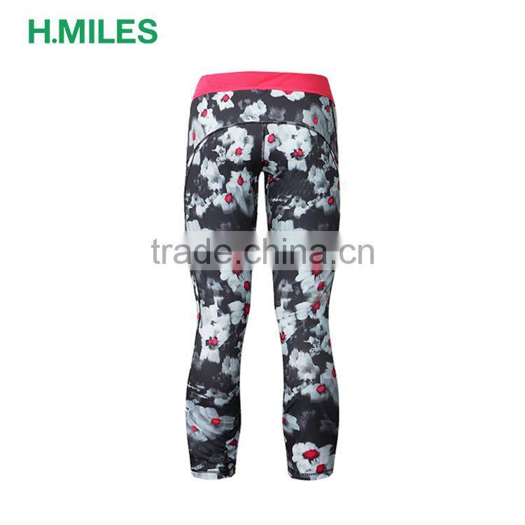 Quick Dry sublimation printed ladies gym running leggings shiny seamless yoga pants