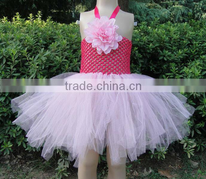 New style Eco-friendly material used baby crochet top tutu dress