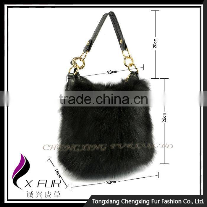 CX-H-50 Good Quality Leather Rex Rabbit Fur Women Bags/Handbag/Hand Bag