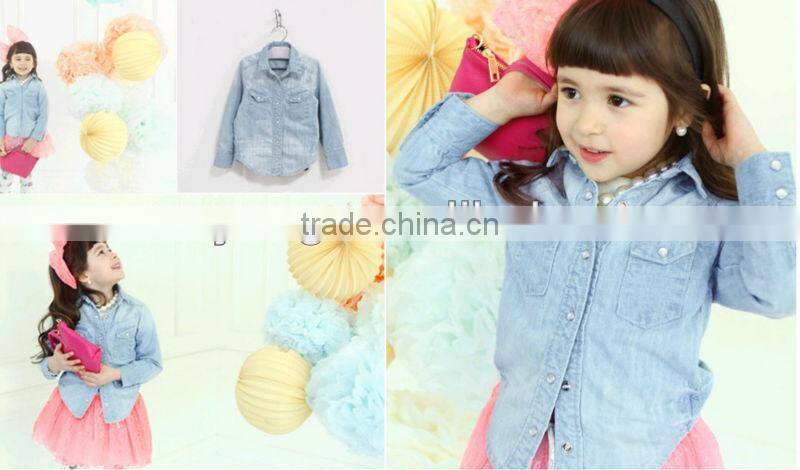 Newest style Autumn/spring season children young girls jean coat