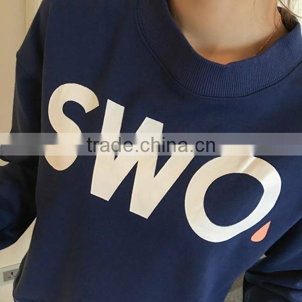 2016new designs custom letters printed pullover whitout hood