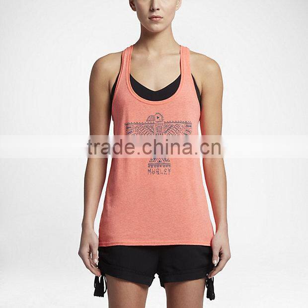 MGOO Hot Sale Girls Sleeveless Women Fashion Dri Fit Tank Top Low Neck Sport T Shirt
