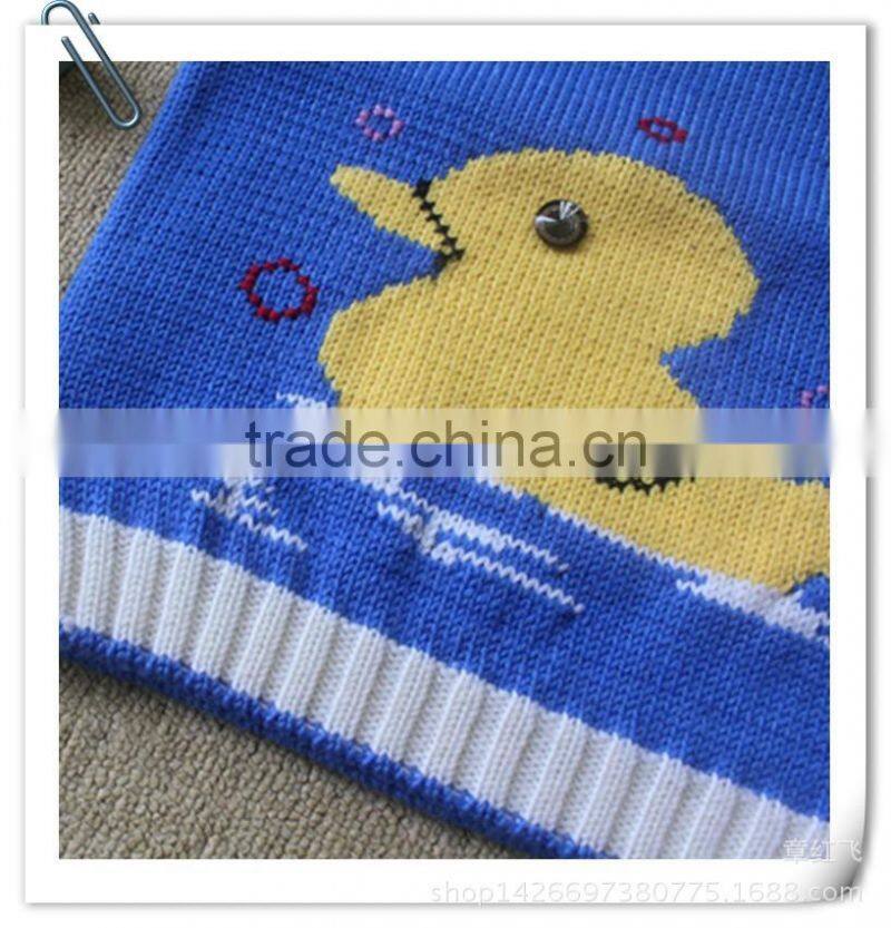 cute cartoon duck pattern kids knit vest baby kids sleeveless sweater