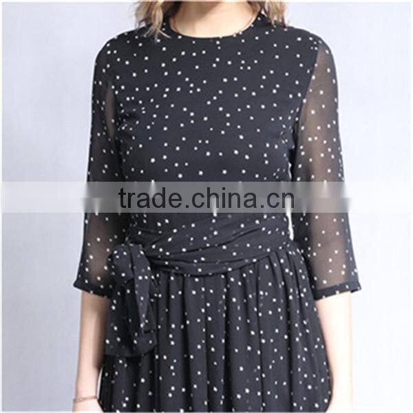 Factory supply polka dot design plus size chiffon maxi dresses