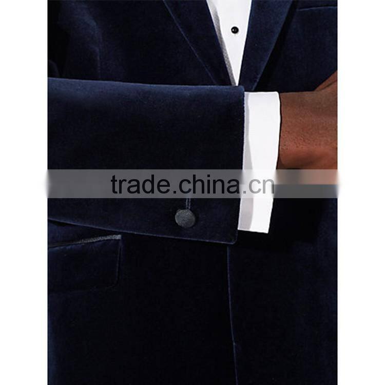 OEM Service High Quality French Trendy Arrow Lapel Single Button Velvet Blazer Coat Pant Suit For Men