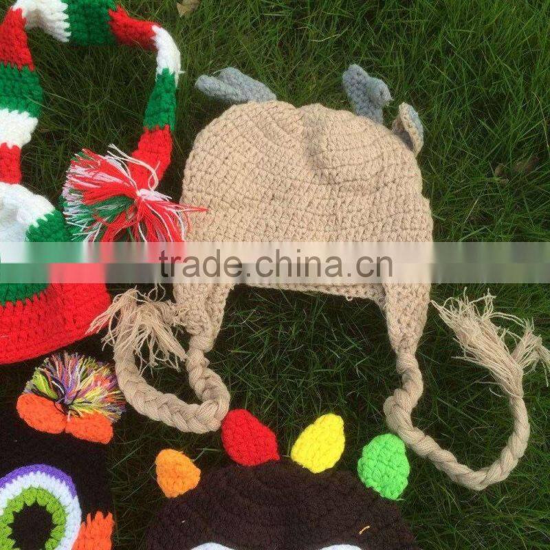 Multicolor Baby Hat for holiday owl hat Cap with ear flap Animal Style Infant Toddler holiday Handmade hat For Girls and Boys