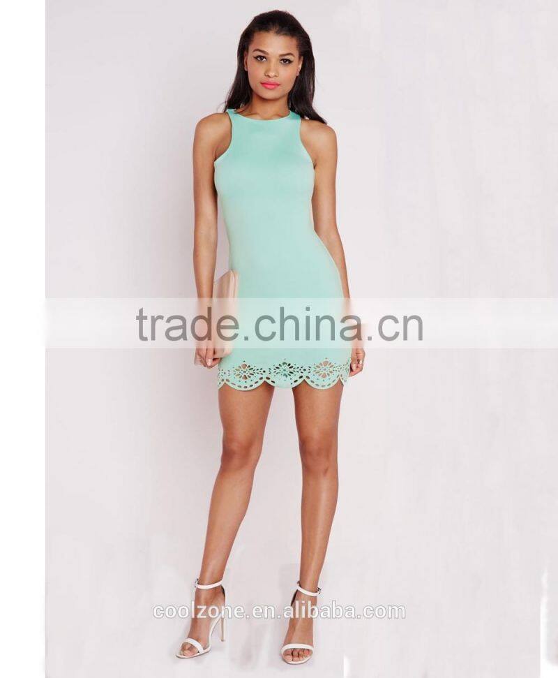 Fashion laser cut scalloped party dresses short party dress 2015
