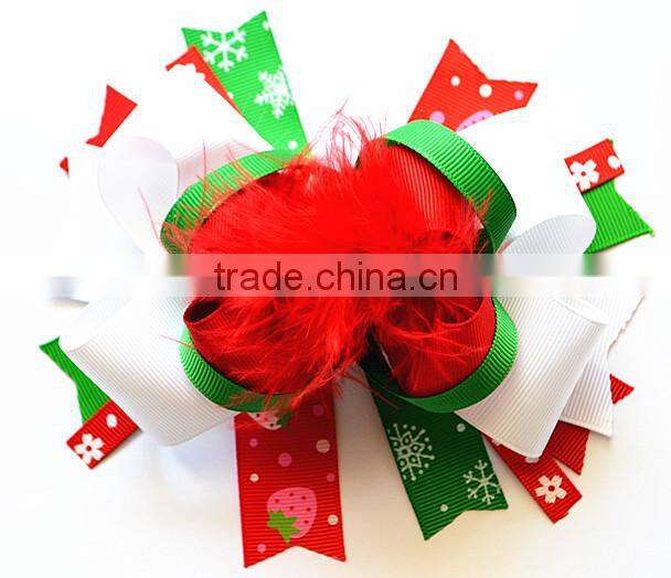 2014 christmas hair bow for kids, baby christmas hair bows