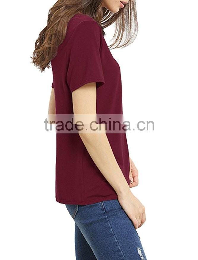 Women's Summer Tops Bandage V-Neck Casual Girls Tees T Shirt