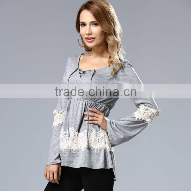 Fashion long sleeve blouse for fat women,plus size women clothing for sale 2017