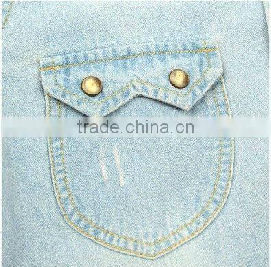 popular 100% Cotton Washed Denim Cowboy long sleeve shirt for women