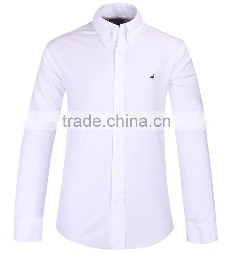 2017 white Oxford long sleeve button-down collar casual shirt for men