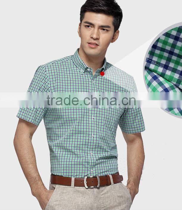 OEM/ODM 2016 latest design summer cotton short sleeve plaids men shirt