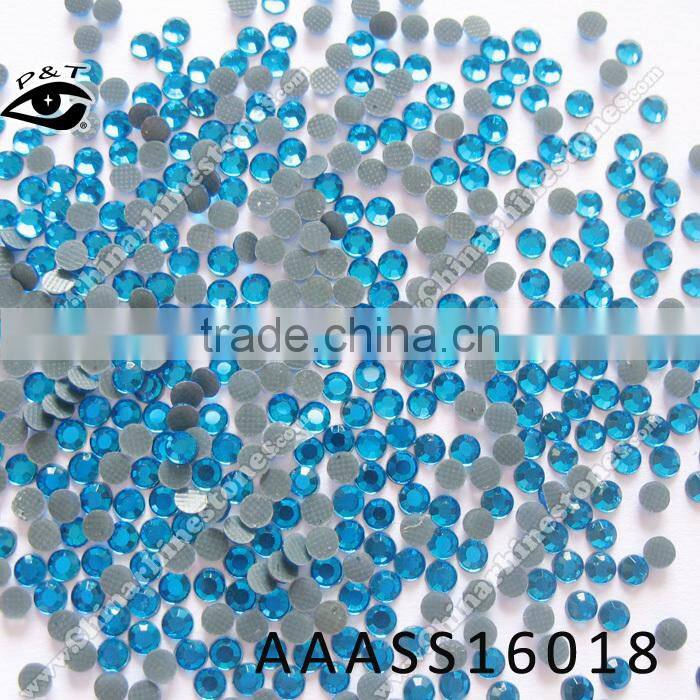 China Hot fix Rhinestone 4mm ss16 peacock blue rhinestone for clothing shoes