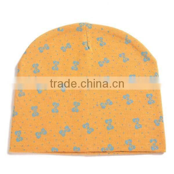 winter korea style 100%cotton cute boys&girls bowknot pattern baby beanie hat