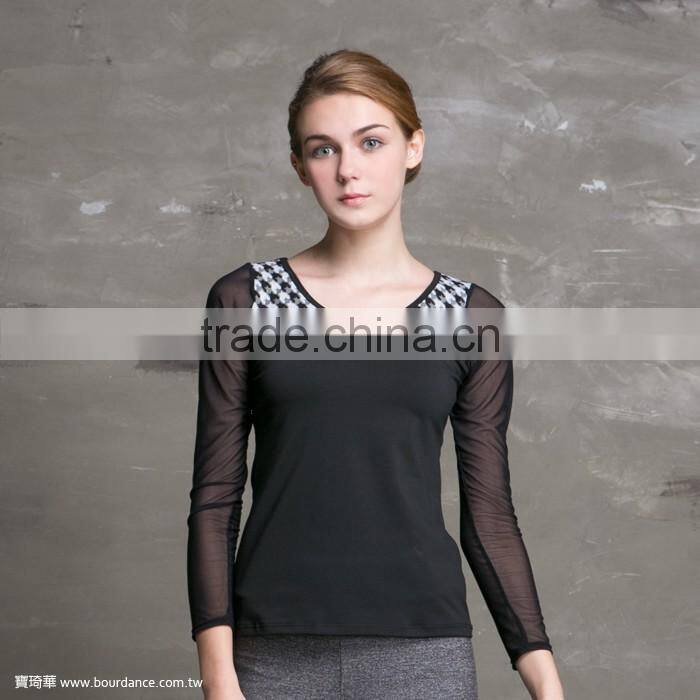 Dance wear supplex skater yoga dance tops with 3/4 sleeve