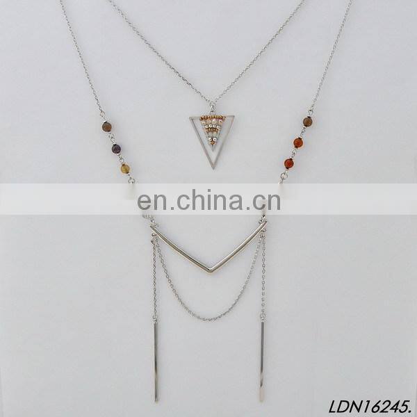 NEW WOMEN SILVER MULTI LAYERS TIE TUXIDO CHAINS WAVE METAL BODY JEWELRY