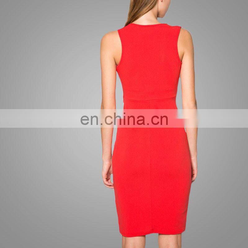 Elegant dress women summer red knee length bandage dress sexy pencil wiggle dress