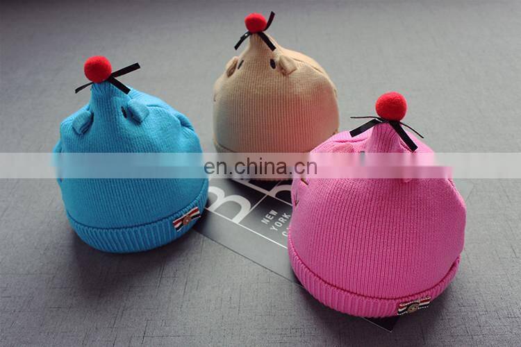 Cute new fashion baby caps woolen trendy cartoon hats
