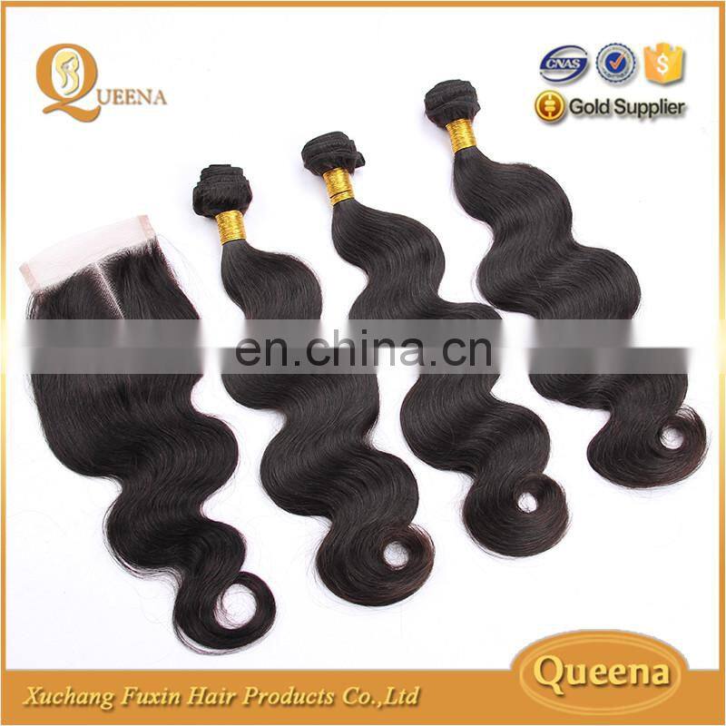 Top selling product cheap human hair Brazilian virgin hair bundles with lace closure
