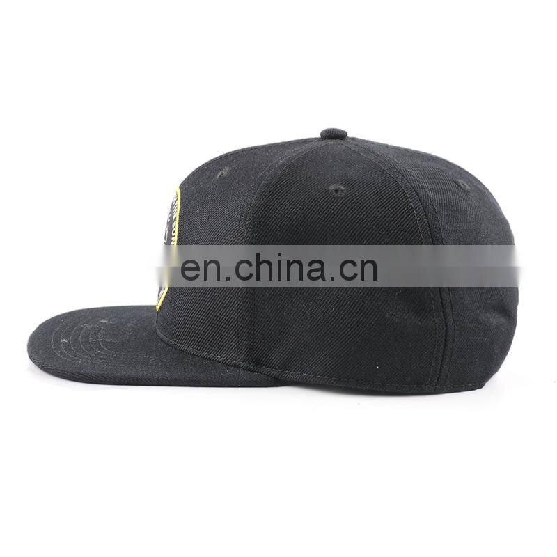 Custom made black embroidered patch boy snapback caps