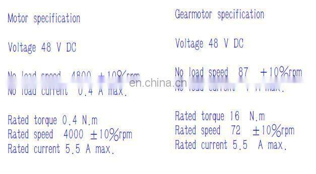 48v Dc planetary gear motor rated 15Nm 72rpm 113w, with electromagnetic brake