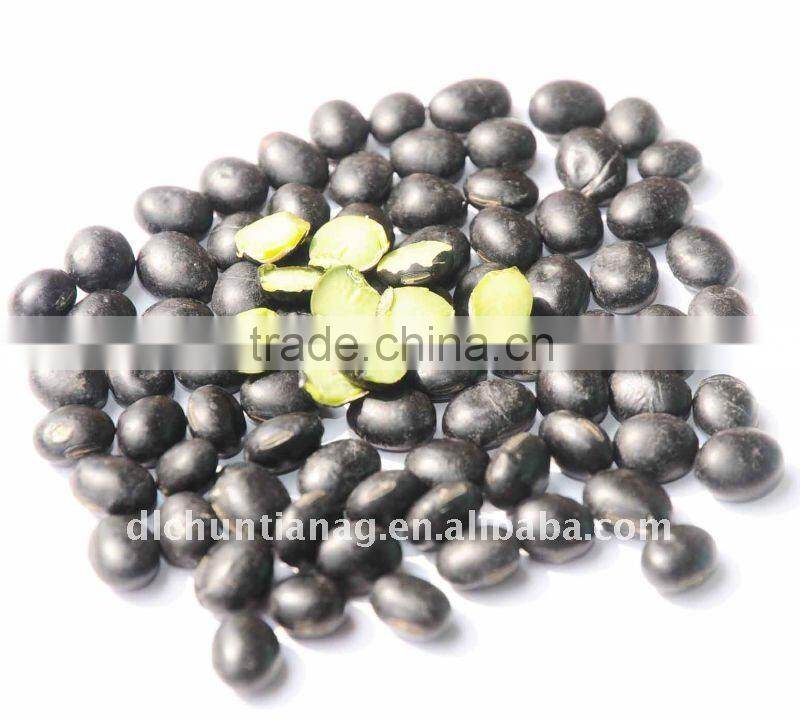 organic black beans with green kernel