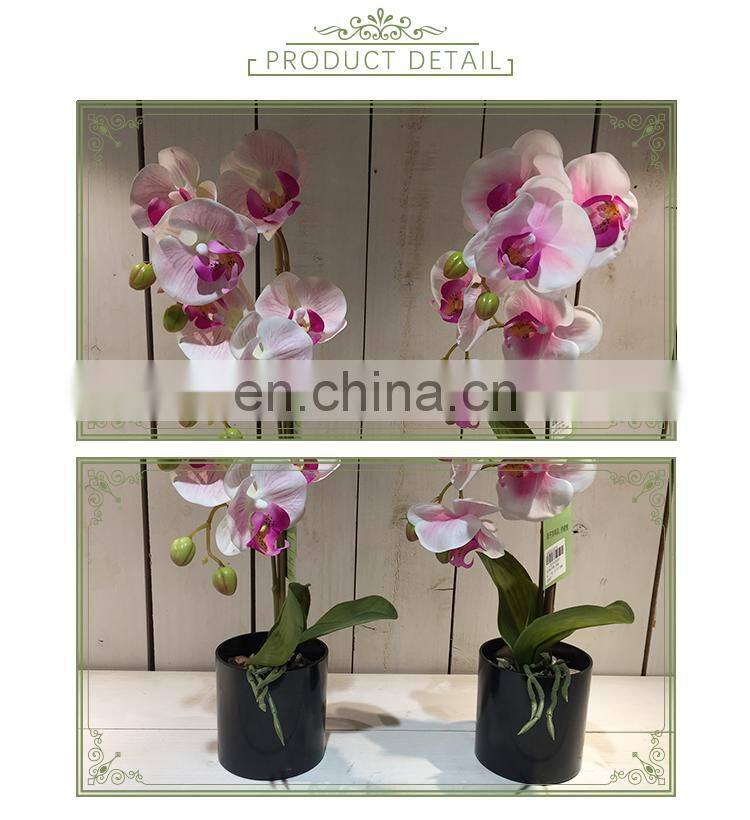 Amazon hot sale Beautiful decorative realistic artificial plastic fake orchid plants for restaurants